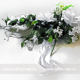 букет свадебный роза + лилия цвета белый 6